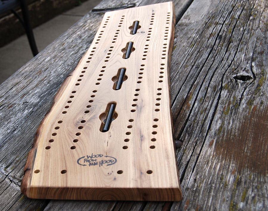 Large Cribbage Board Made From Chinese Elm Wood From The Hood