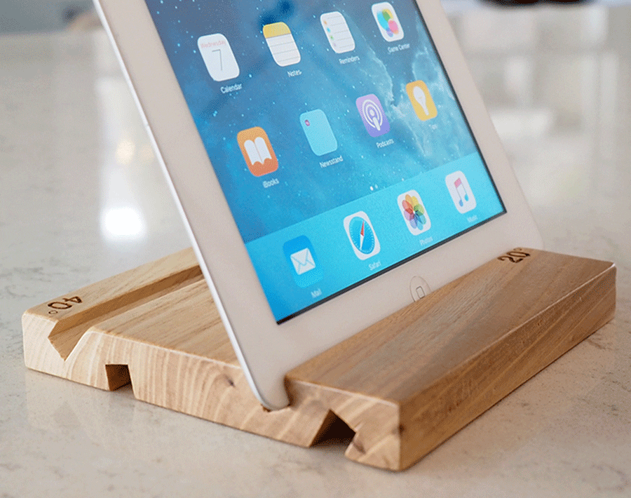 Tablet Holder - 4 Angle Deluxe - Elm - Wood From The Hood