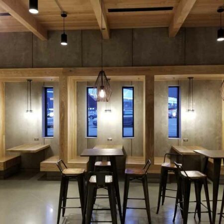 Urban Ash Desk | Reclaimed Wood Wall Paneling | Wood Sitting Booths | Wood Shelves | Wood Tables | Wood From The Hood | Periscope | Minneapolis