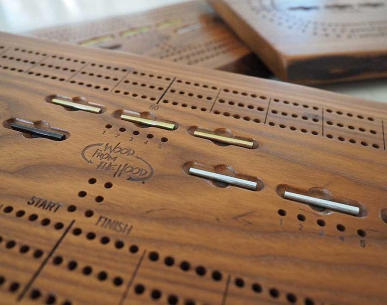 3 Player Cribbage Board Made From Roasted Ash Wood From The Hood