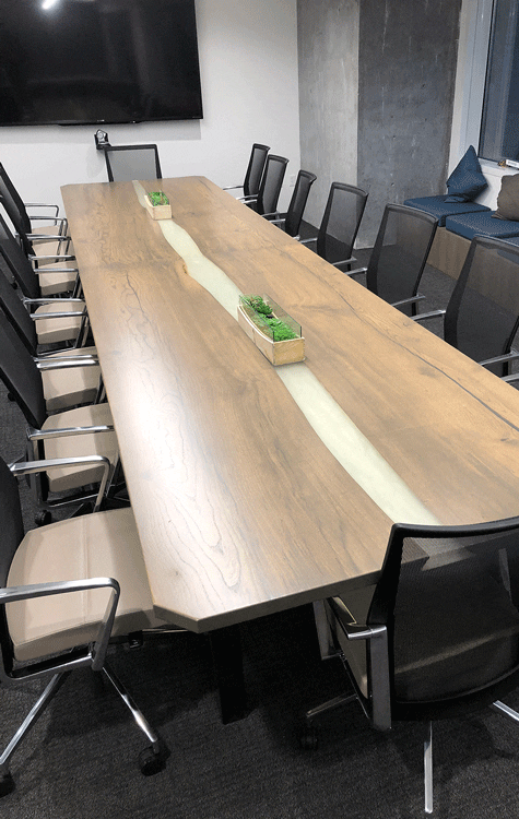 Office Interior Meeting Table - Global Trans Hackberry Grey Stain - Wood From The Hood
