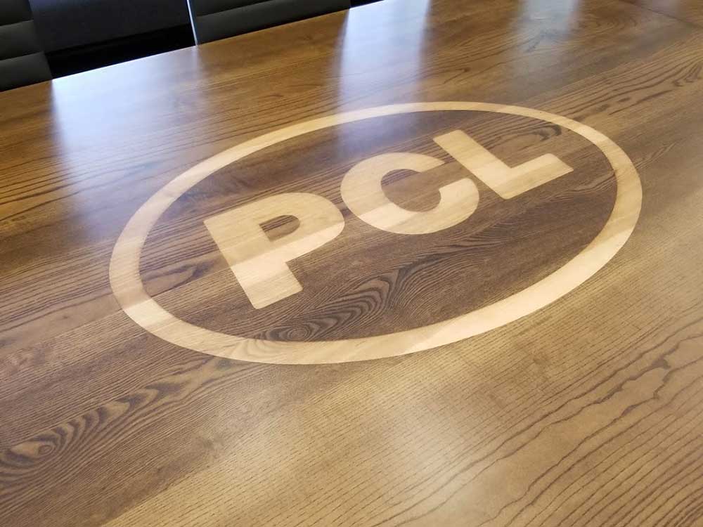 Logo Carved Wood Conference Table Wood From The Hood