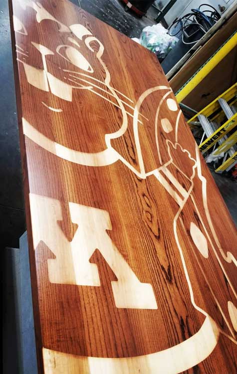 Branded Carved Wood Table University of Minnesota Wood From The Hood