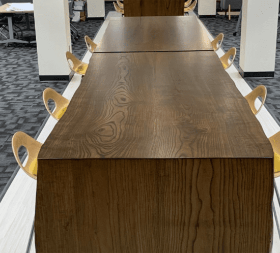 Dark Stained Ash Waterfall Tables - Walter Library / U of M