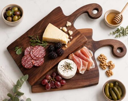 Live Edge Cutting Board with handle - Walnut