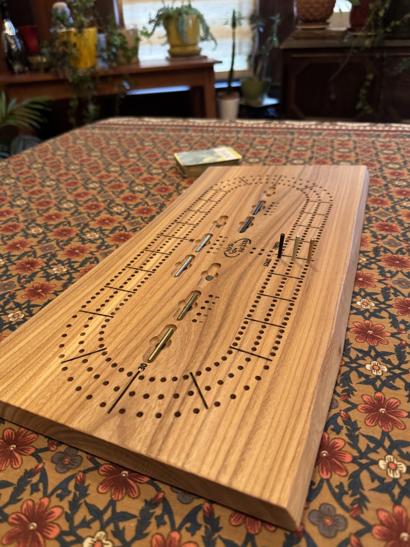 3 Player Cribbage Board Made From Red Elm - Image 1